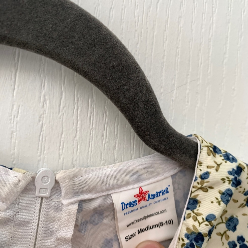Dress Up America Girls Floral Prairie Dress Blue Cream Pioneer Costume Size 8-10 - Picture 5 of 9